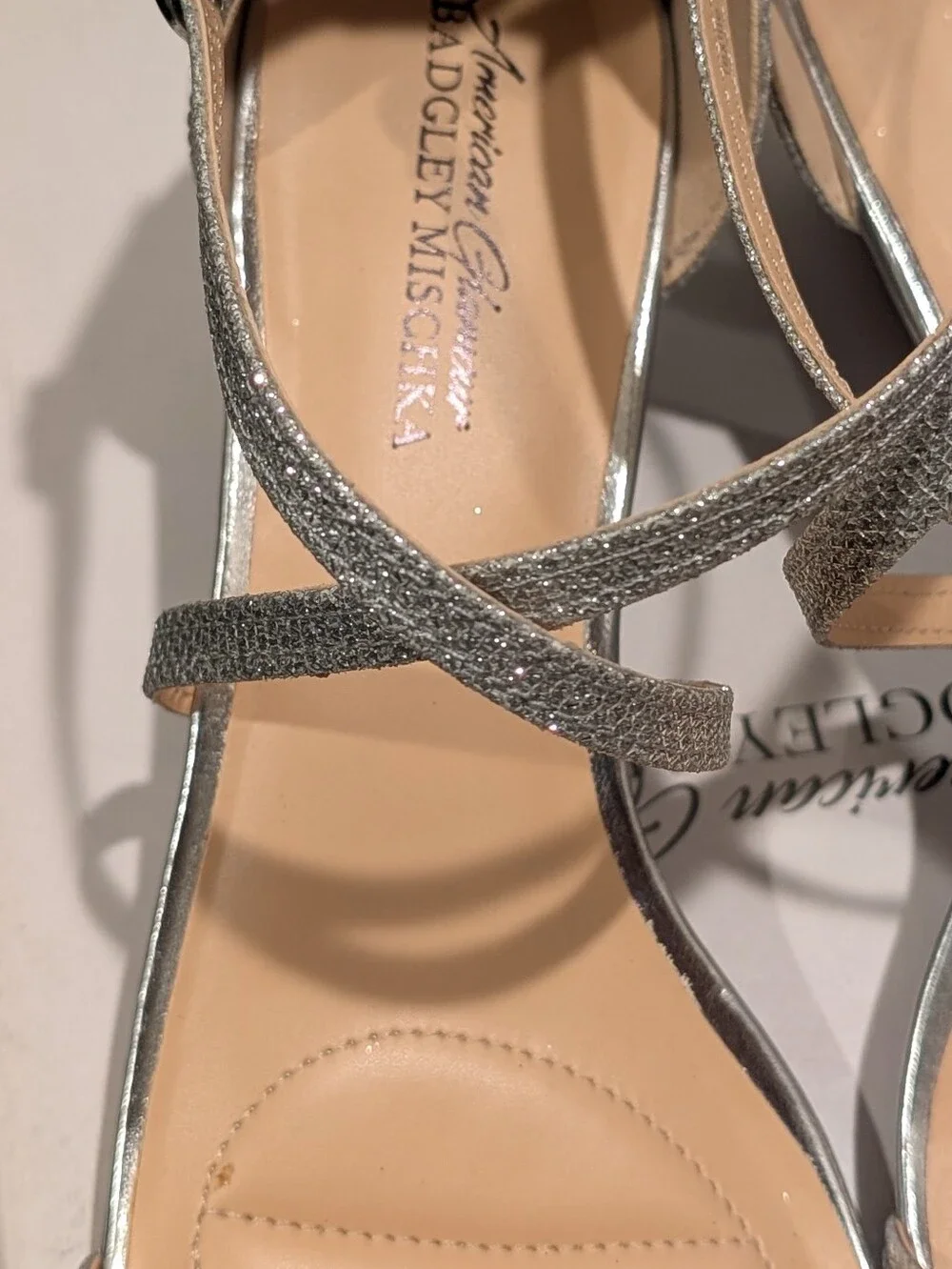 Badgley Mischka Queen Silver Glitter Wedge Sandals Size 11